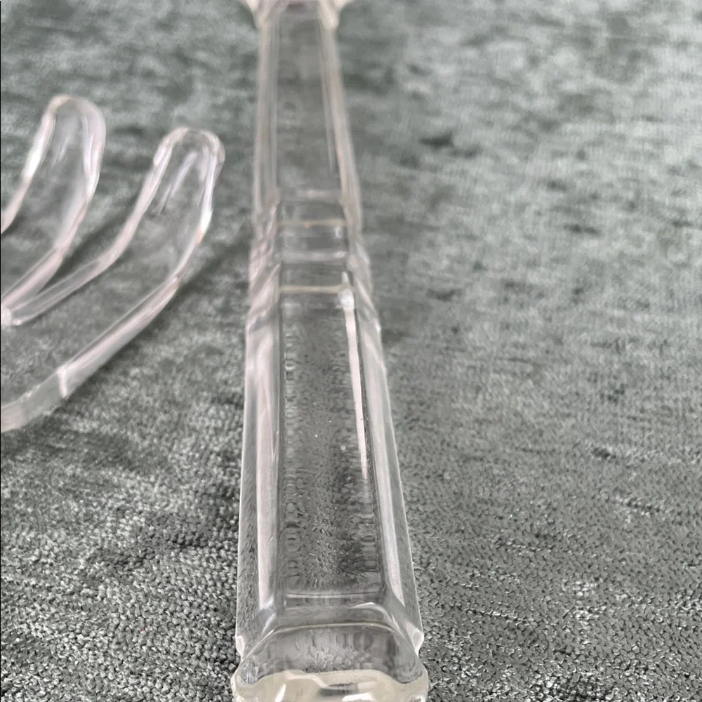 Vintage Art Deco glass Serving Spoon and Fork Set - Home Dining